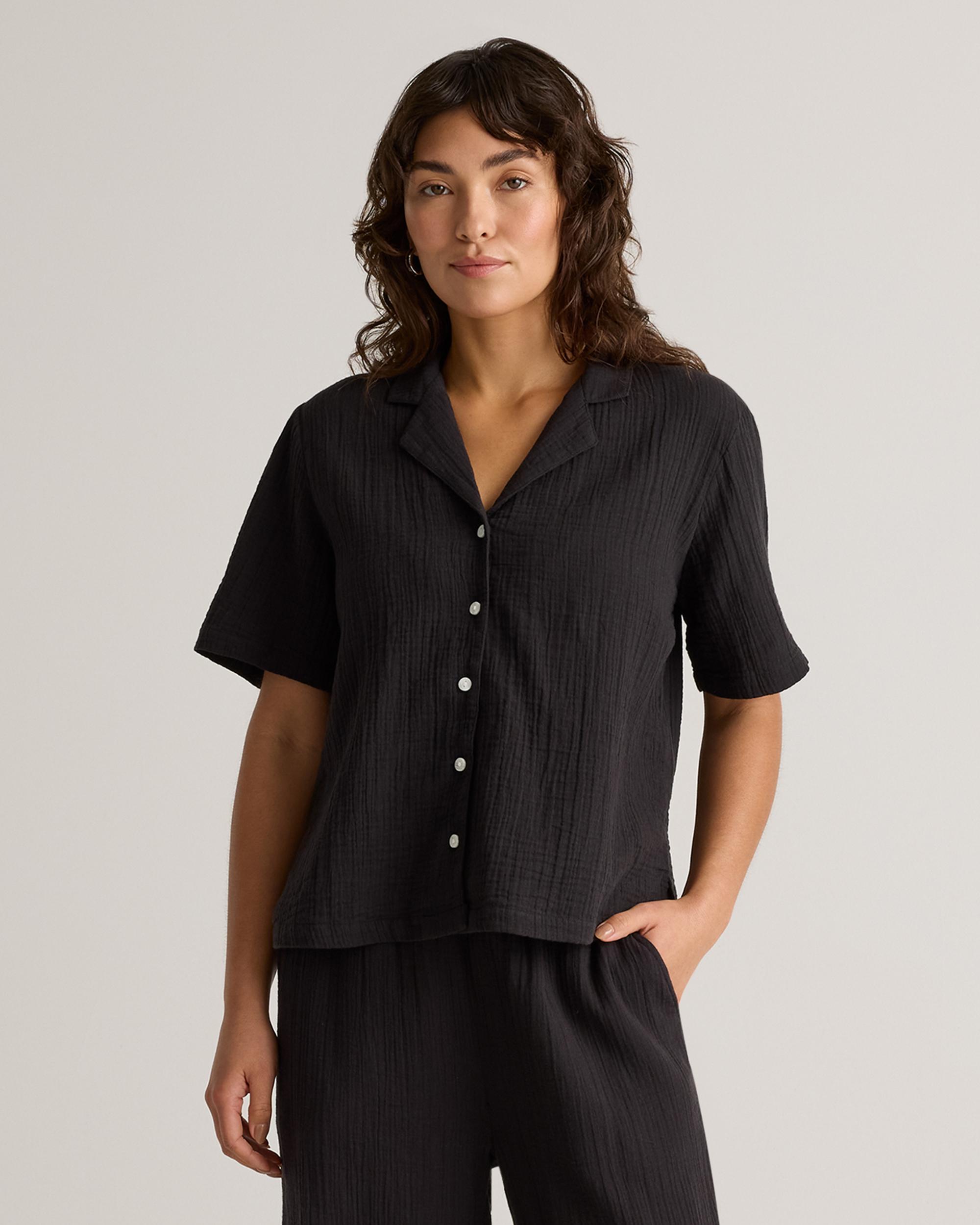 Quince | Women's Gauze Short Sleeve Shirt Organic Cotton Product Image
