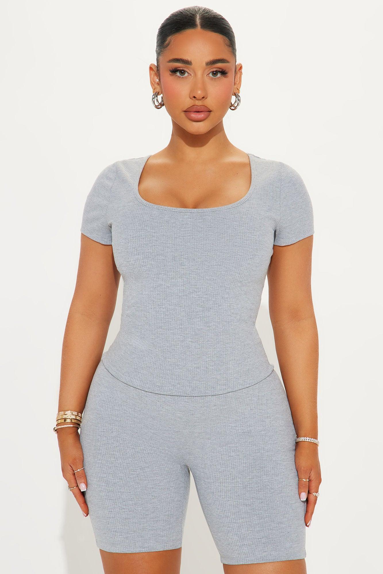 Christi Heavy Ribbed Romper - Heather Grey Product Image