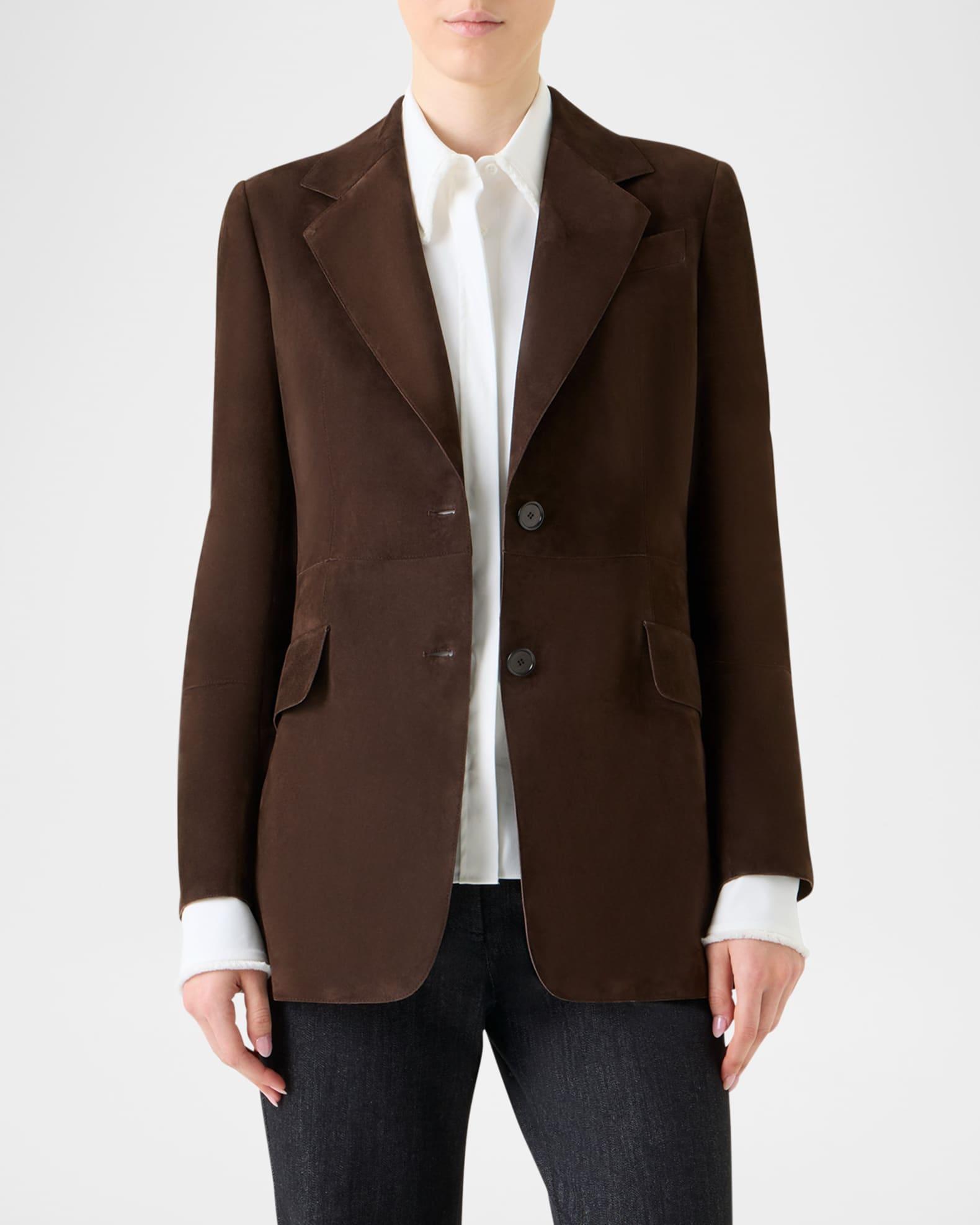 Nappa Suede Single-Breasted Blazer Jacket Product Image
