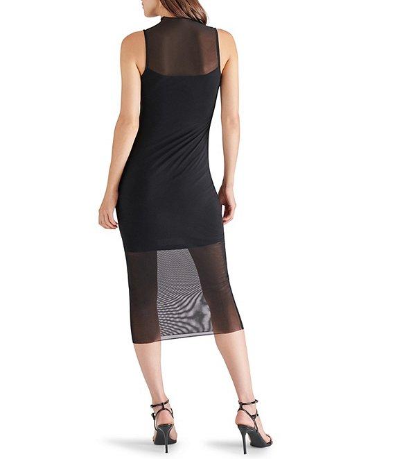 Steve Madden Sidra Mesh Mock Neck Sleeveless Midi Bodycon Dress Product Image