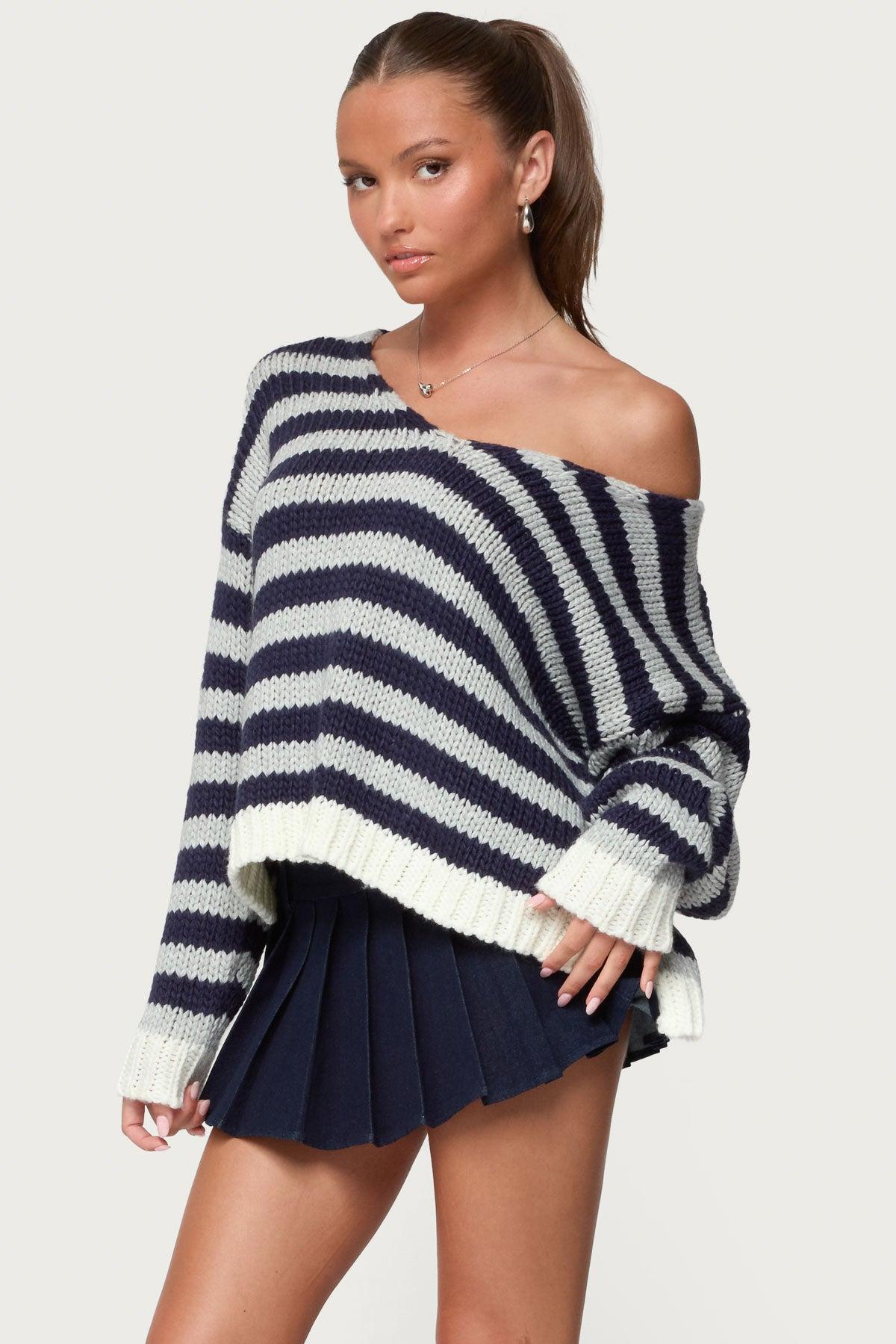 Eugenie Oversized Striped Knit Sweater Product Image
