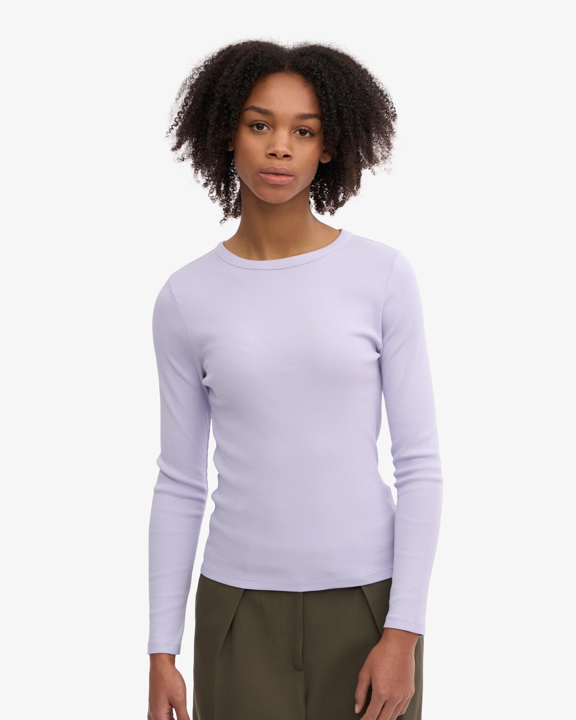 Women Organic Rib LS T-Shirt - Soft Lavender Product Image
