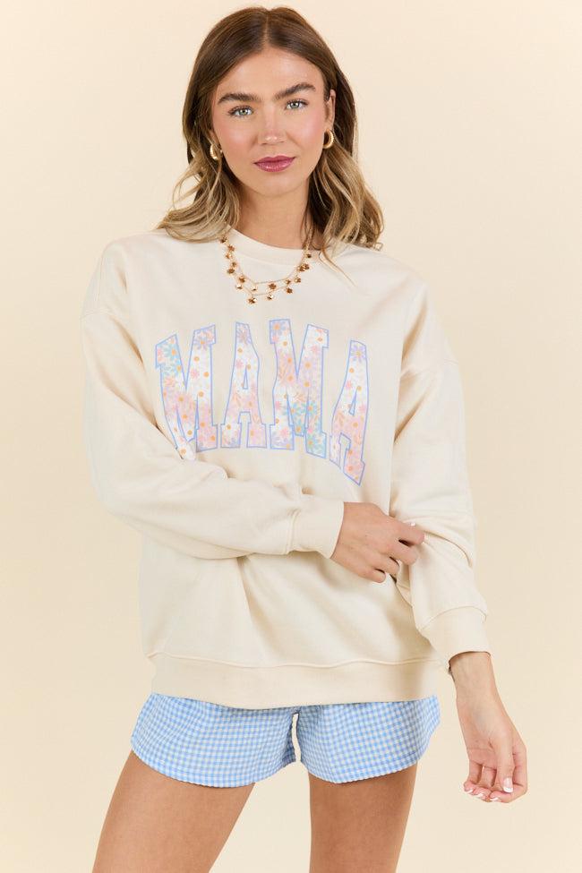 Mama Multi Daisy Print Cream Graphic Sweatshirt Product Image