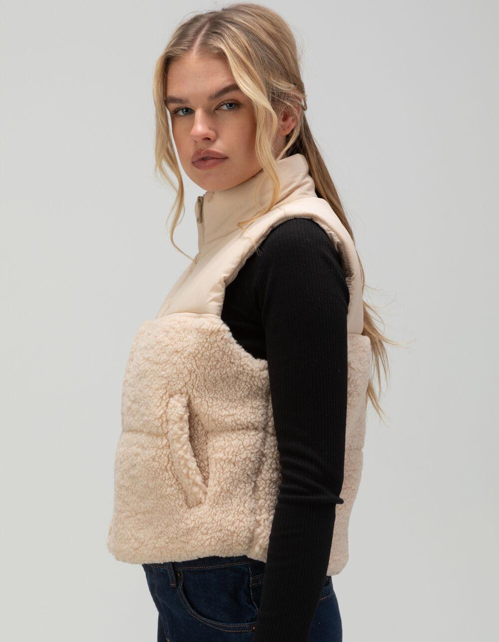 RSQ Womens Nylon Sherpa Vest - CREAM Product Image