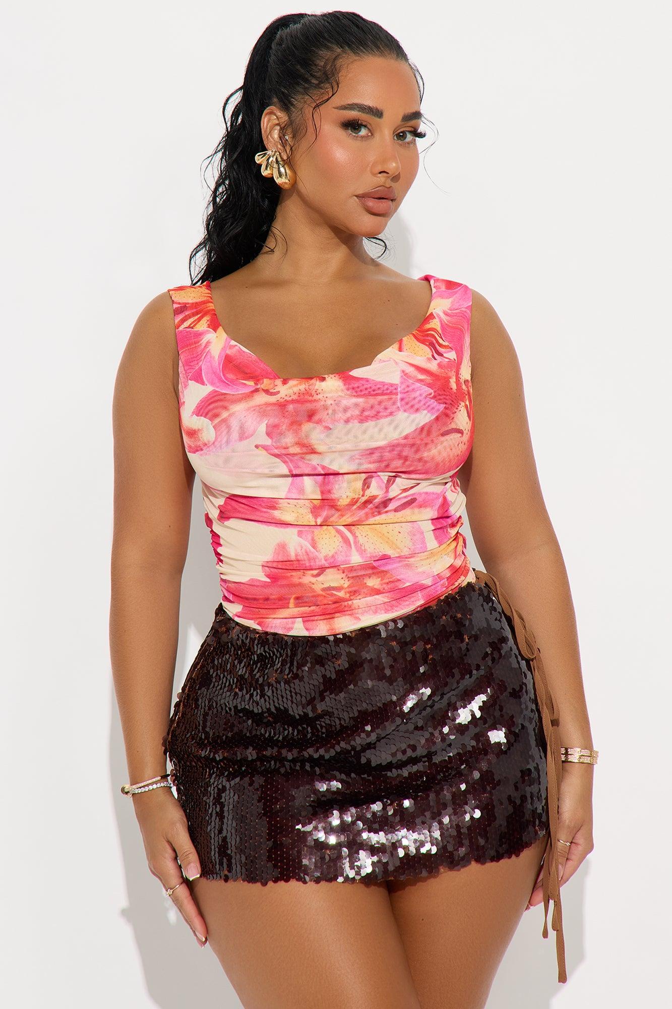 Leilani Floral Mesh Bodysuit - Pink/combo Female Product Image