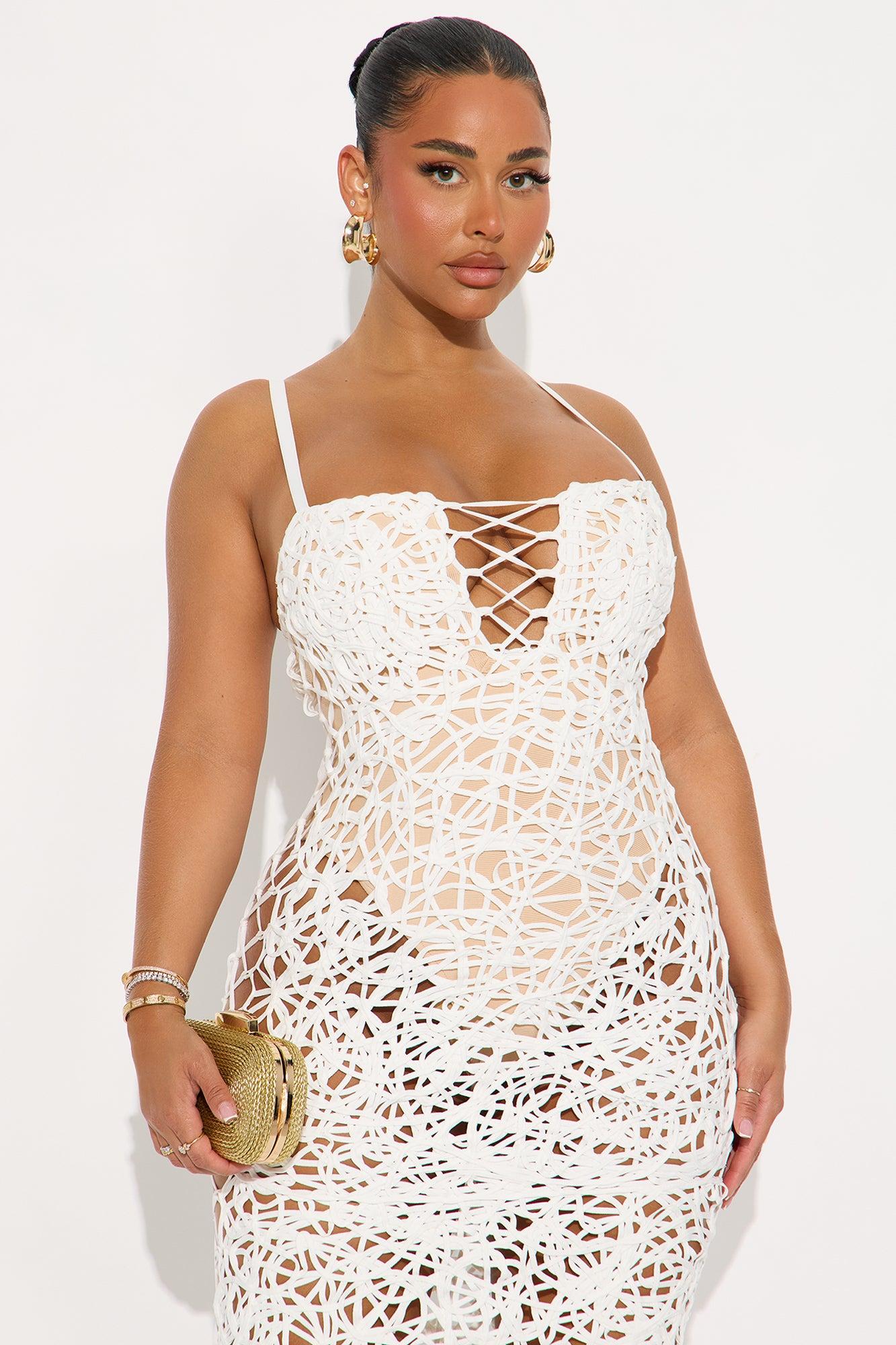 Special Artifact Bandage Maxi Dress - White Female Product Image