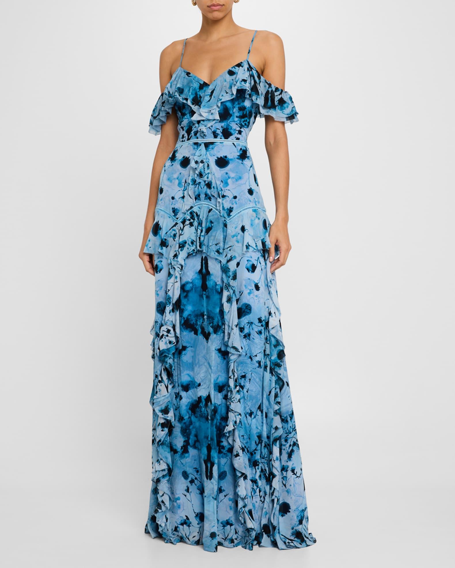 Cold-Shoulder Ruffle Chiffon Gown Product Image
