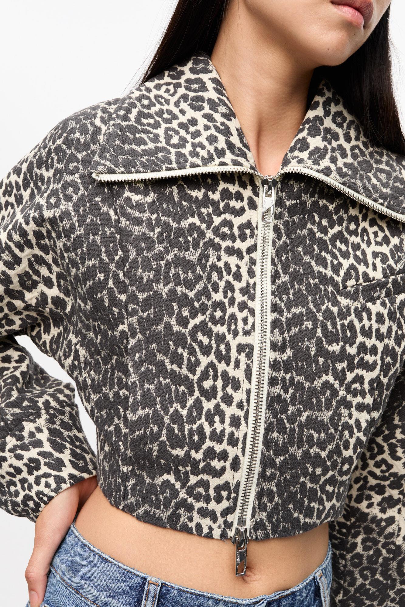 Leopard Curve Sleeve Short Jacket Product Image