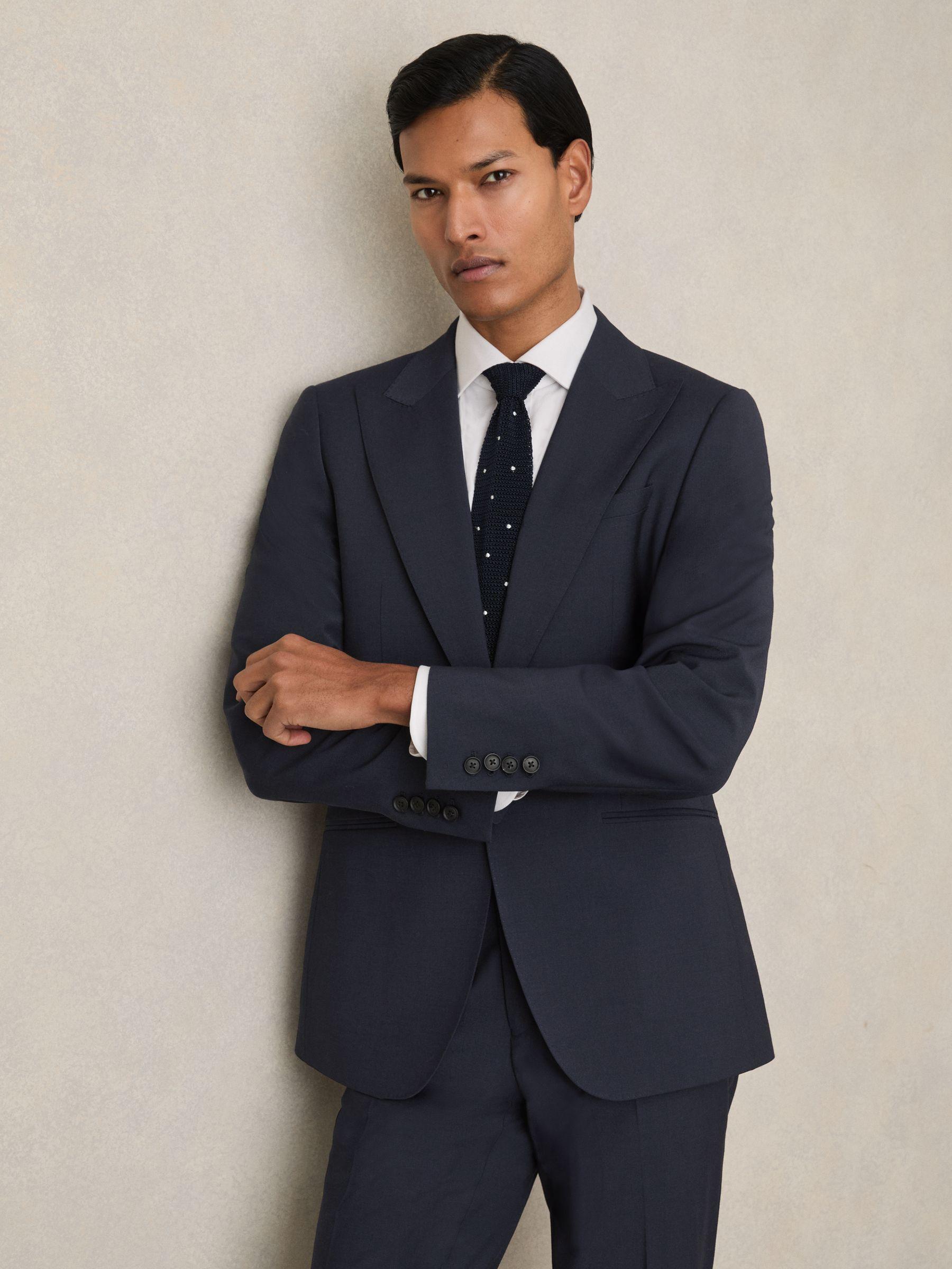 Regular-Fit Single-Breasted Wool-Blend Suit Blazer in Bright Blue Product Image