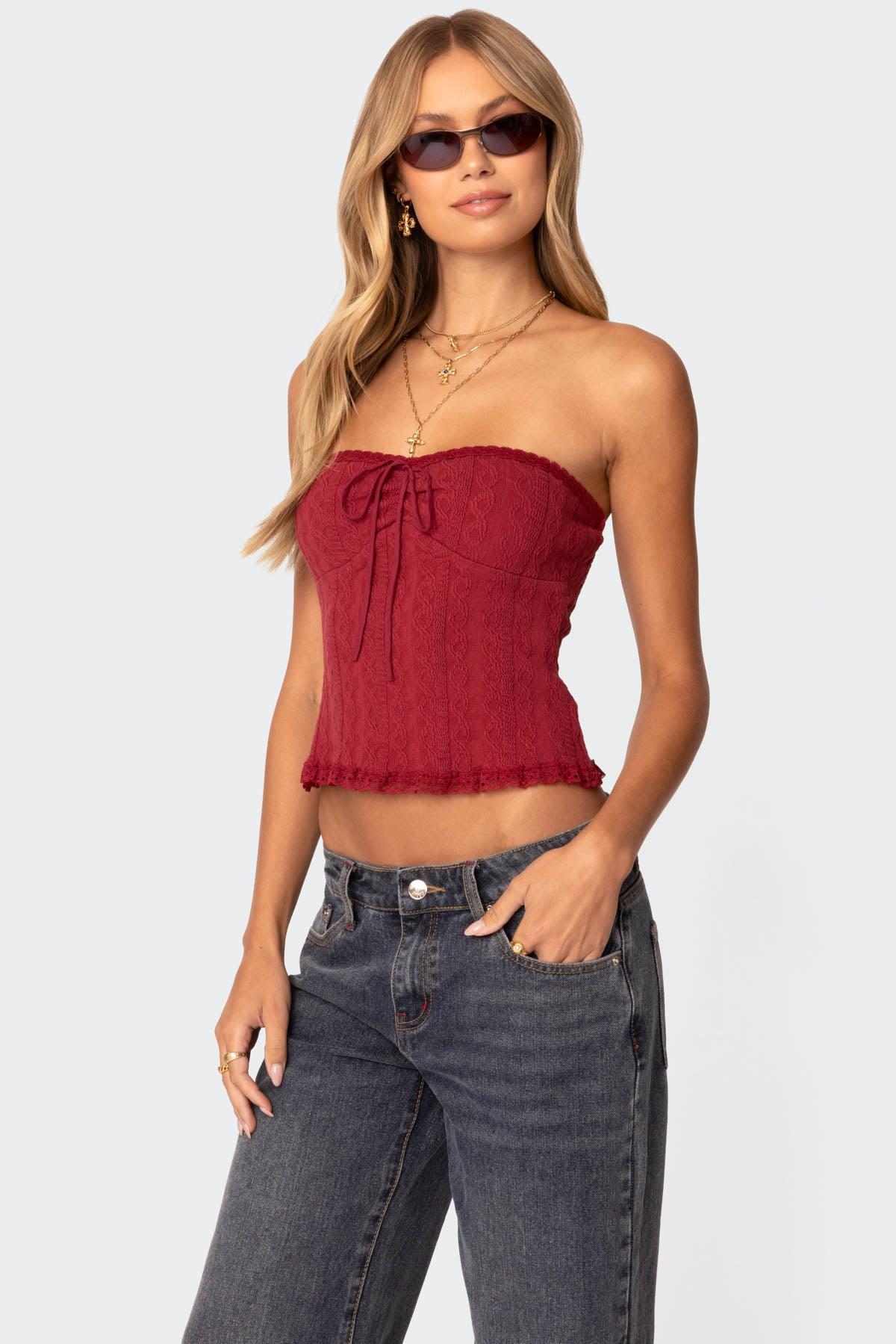 Lacey Knit Tube Top Product Image