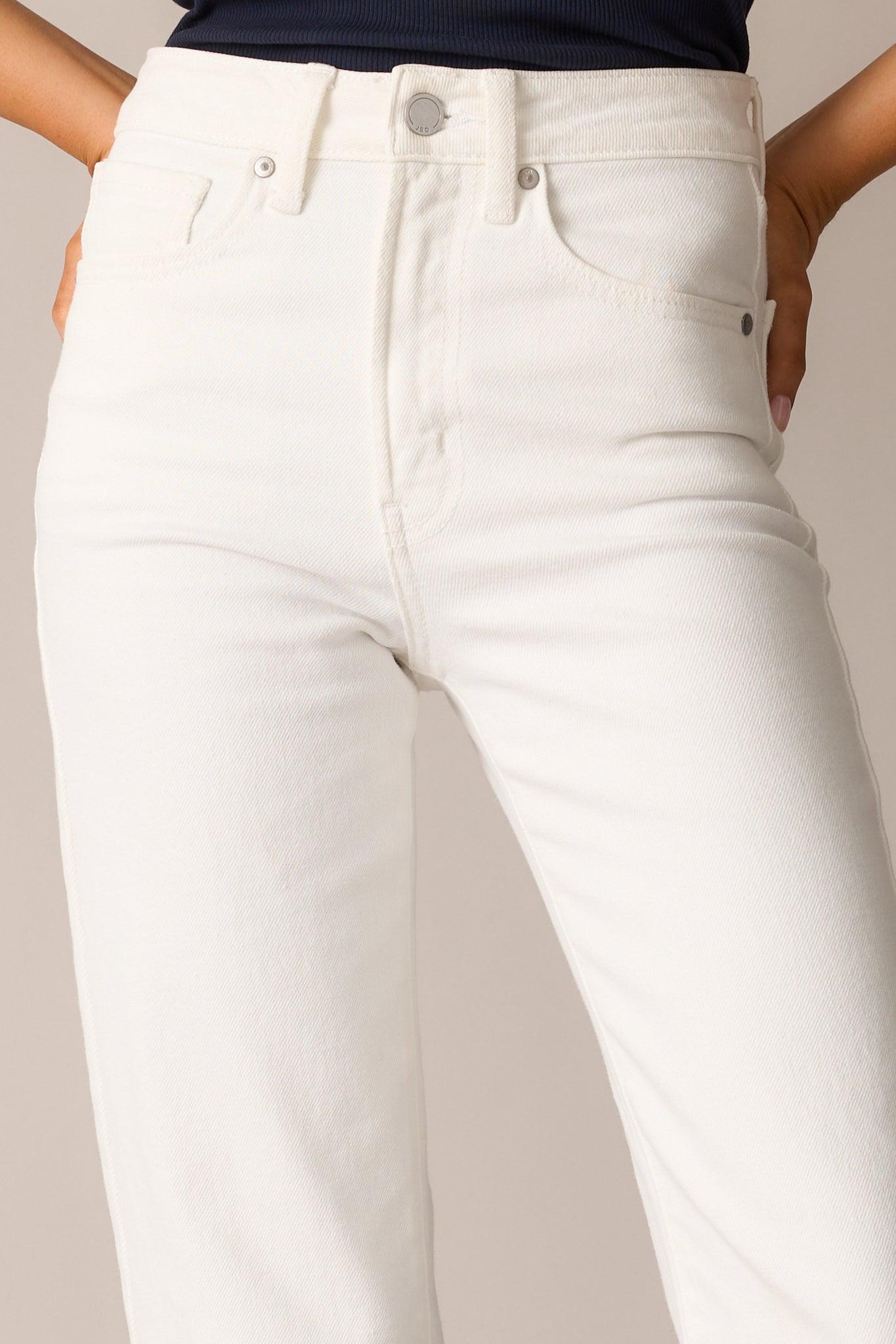 Hard At Work White Straight Leg Jeans Product Image