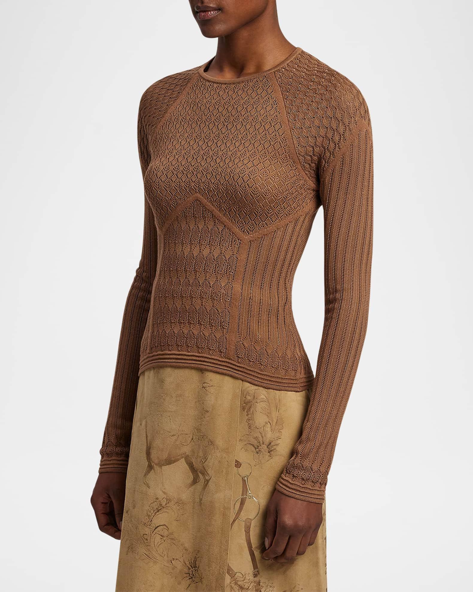 Lace Knit Raglan Crewneck Sweater Product Image