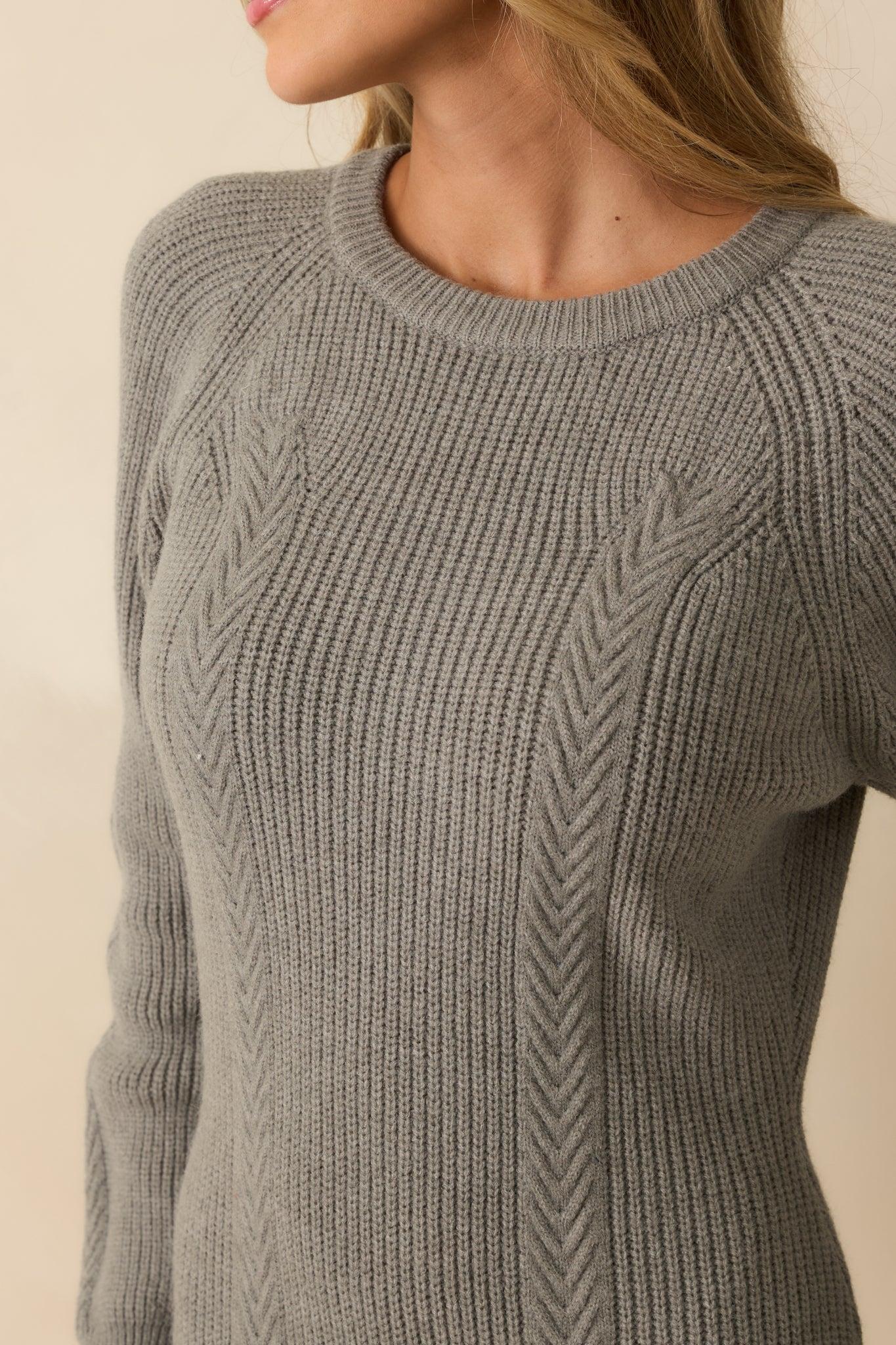 No Better Time Grey Ribbed Knit Sweater Mini Dress Product Image