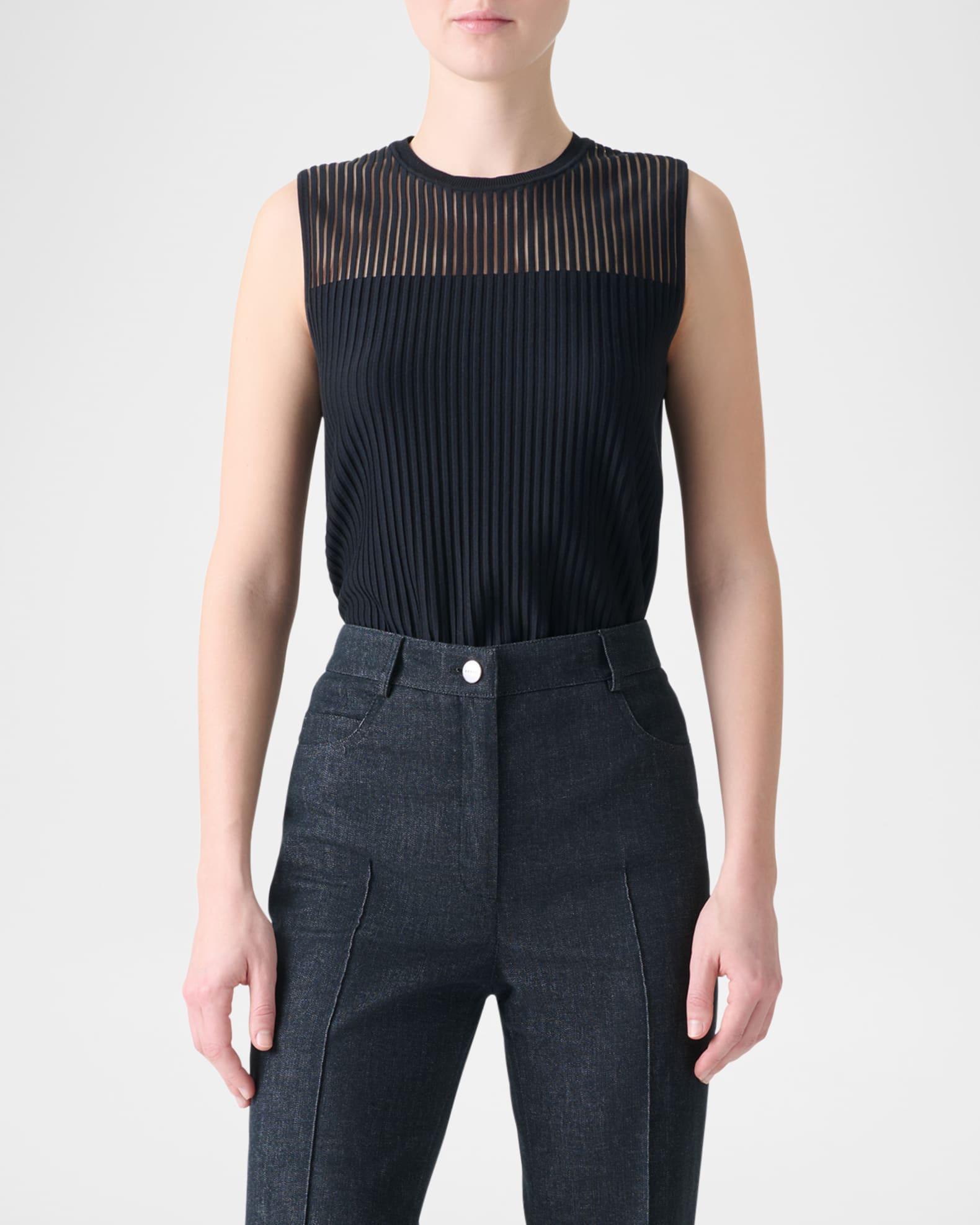 Sleeveless Cotton-Silk Sweater Product Image