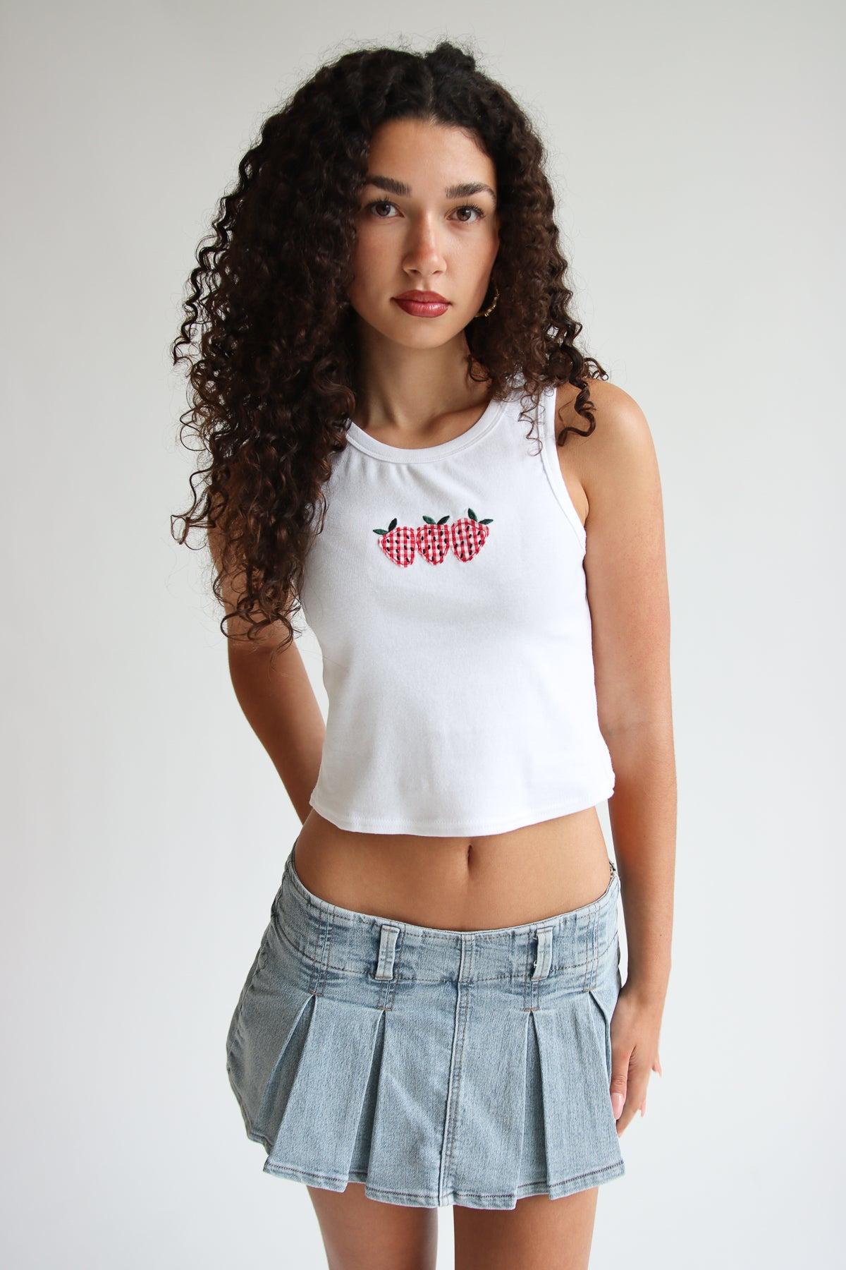 Low Rise Denim Pleated Mini Skort Product Image