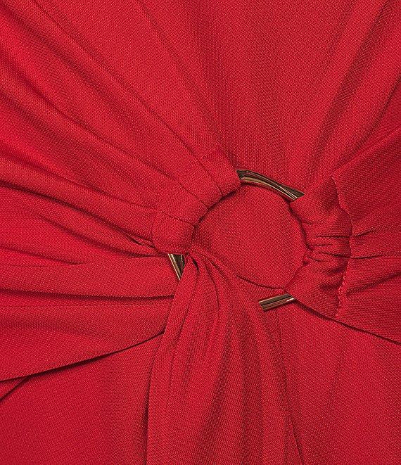 Lauren Ralph Lauren Gervas Boat Neck Cap Sleeve Pleated Overlay Sheath Midi Dress Product Image