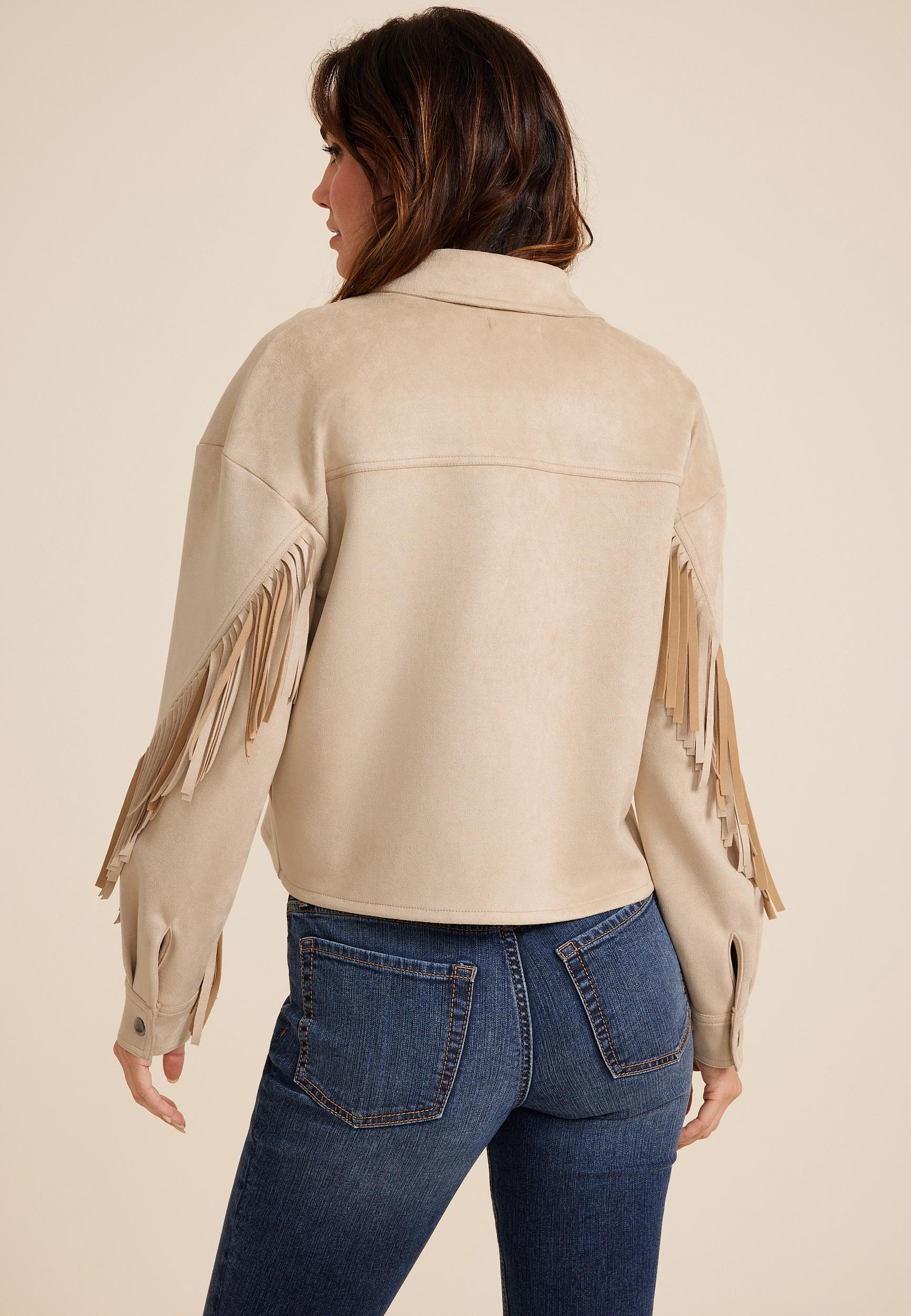 Faux Suede Fringe Jacket Product Image