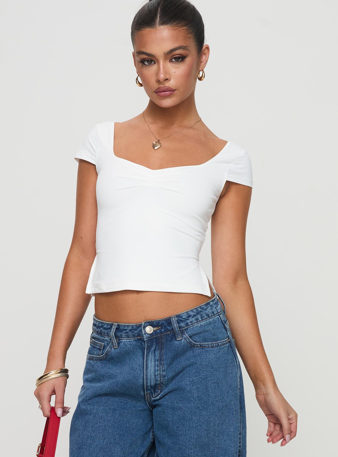 Rehna Short Sleeve Top White Product Image