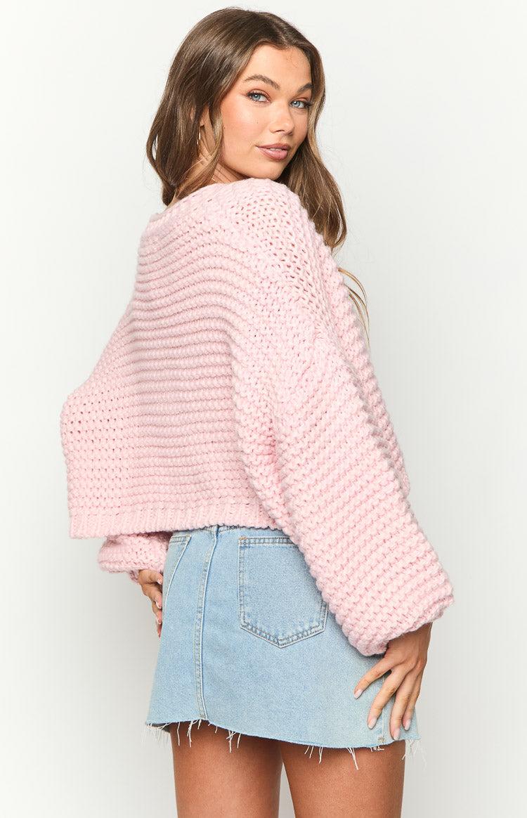 Jen Light Pink Knit Cardigan Product Image