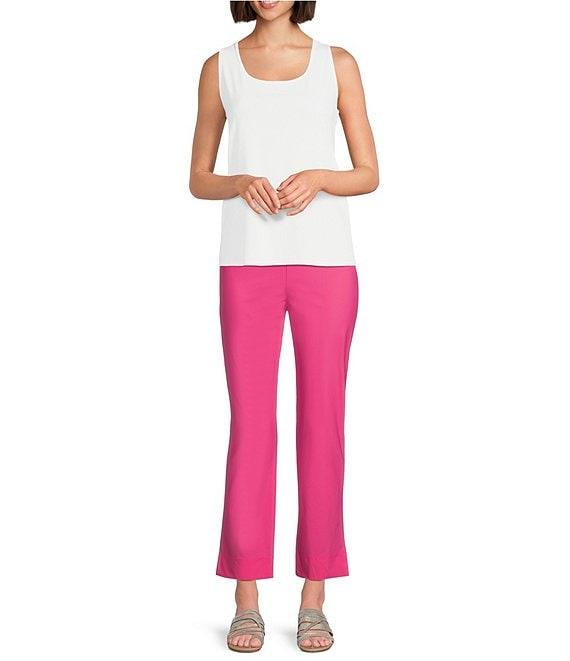 IC Collection Stretch Woven Slim Leg Slit Hem Ankle Pants Product Image