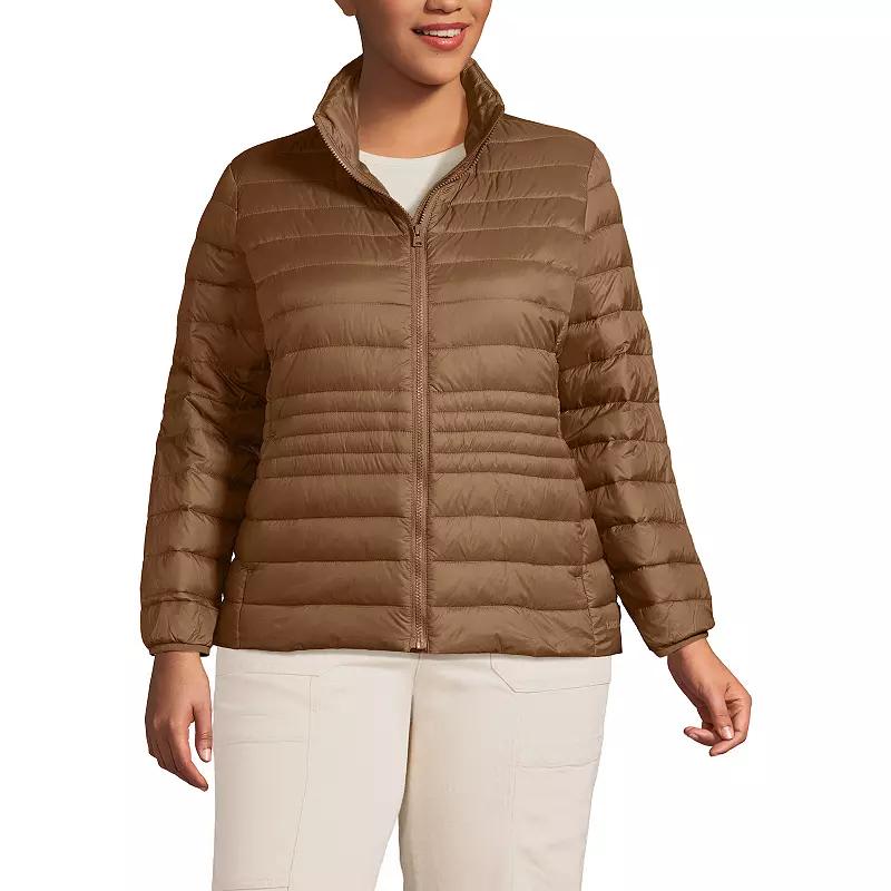 Plus Size Lands' End Wanderweight Packable Down Jacket, Women's, Size: 1XL, Light Carob Product Image