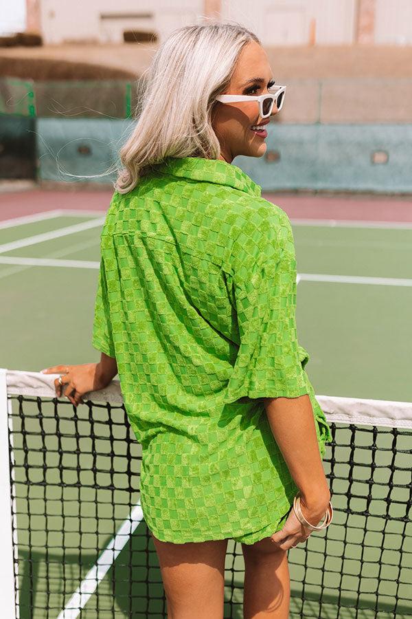Pulling It Together Terry Cloth Button Up In Kelly Green Product Image