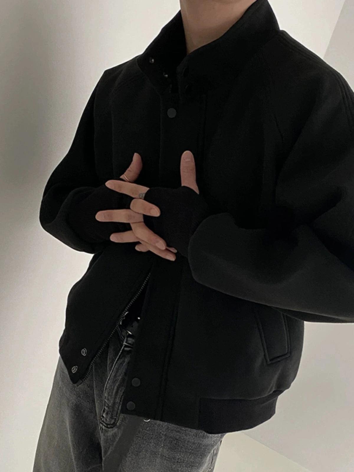 RT No. 18289 BLACK STAND COLLAR ZIP COAT JK Product Image