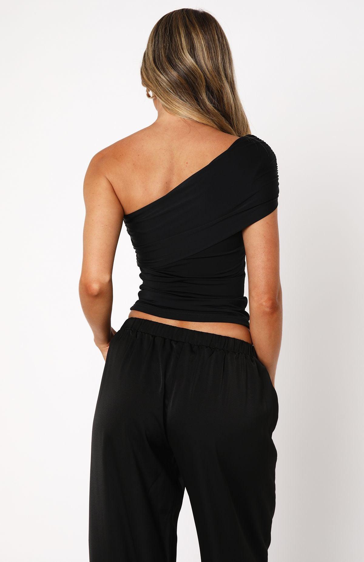 Don't Worry About It One Shoulder Top Black Product Image