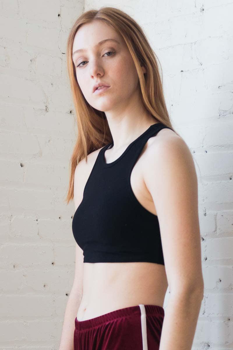 Black Racerback Crop Tank Product Image