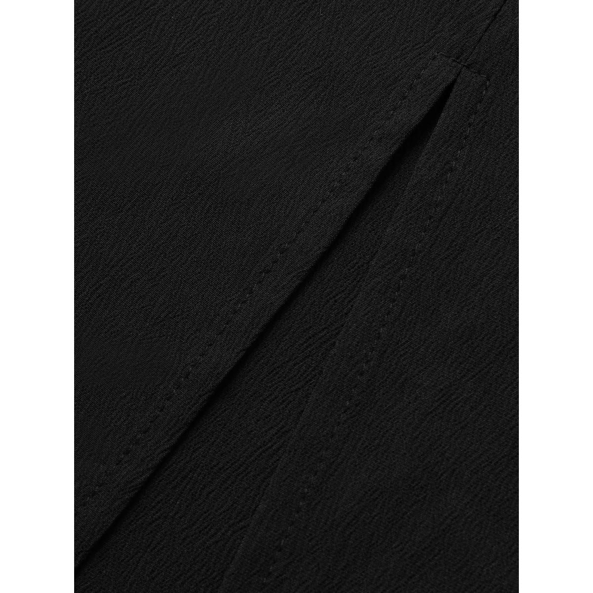 Plus Size V Neck Plain Split Hem Sleeveless Midi Dress Black Women At the Office Button V-neck Sleeveless Curvy BloomChic 14-16/1X Product Image