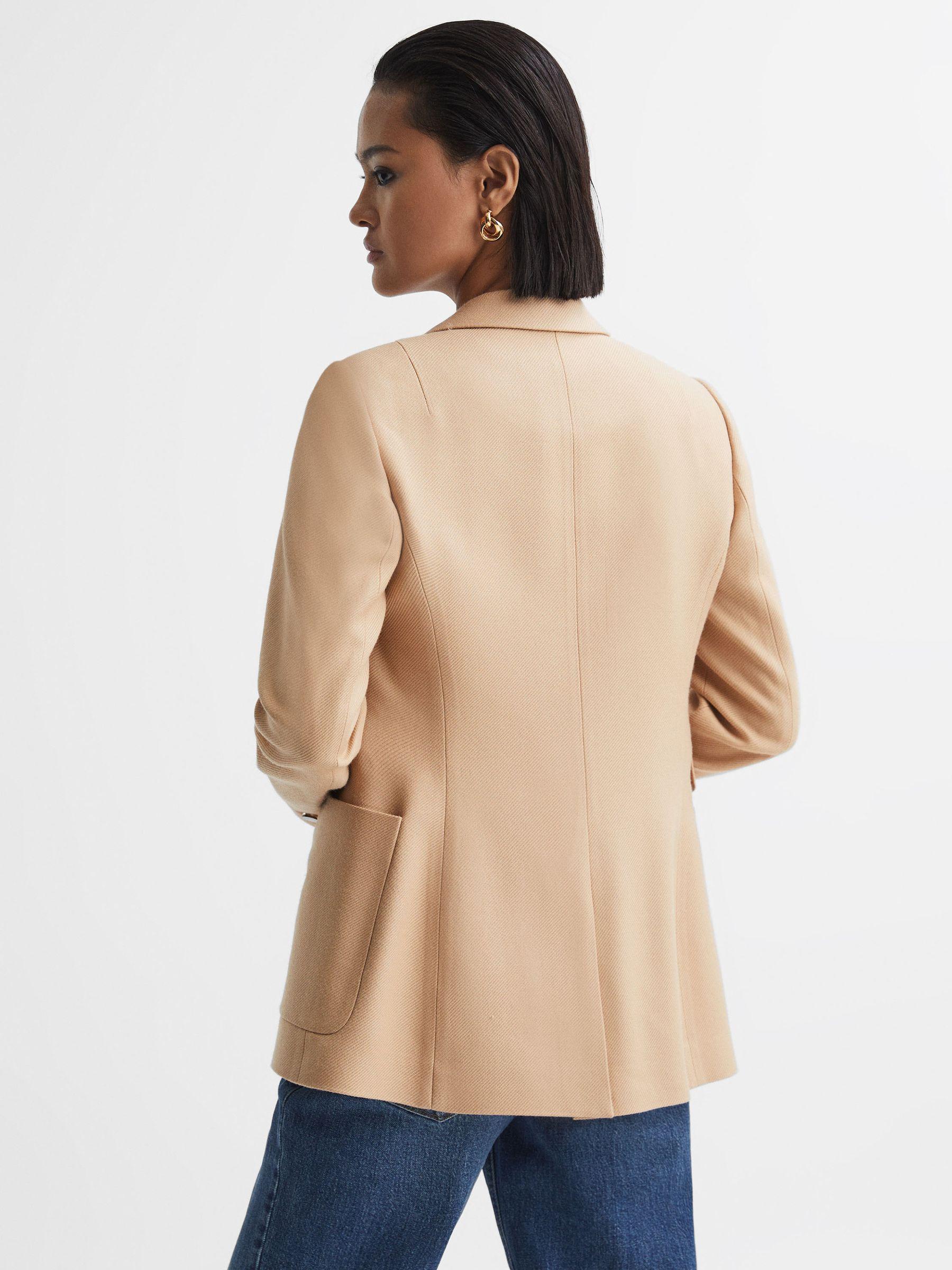 Double Breasted Twill Blazer in Light Camel Product Image