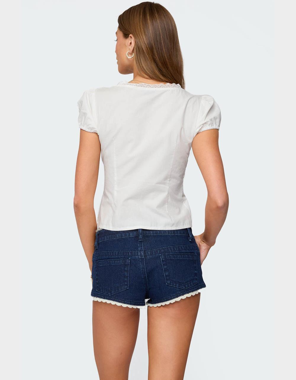 EDIKTED Antonella Cotton Button Up Top - WHITE Product Image