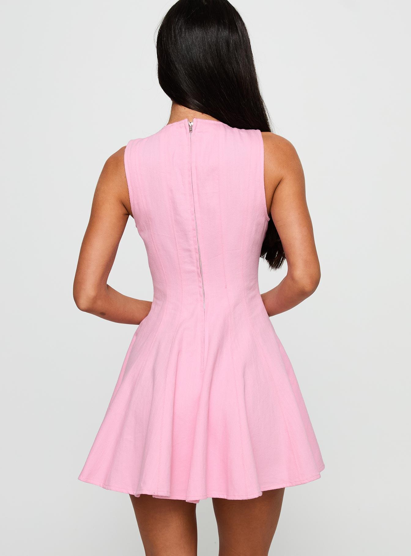 Precedence Keyhole Mini Dress Pink Product Image