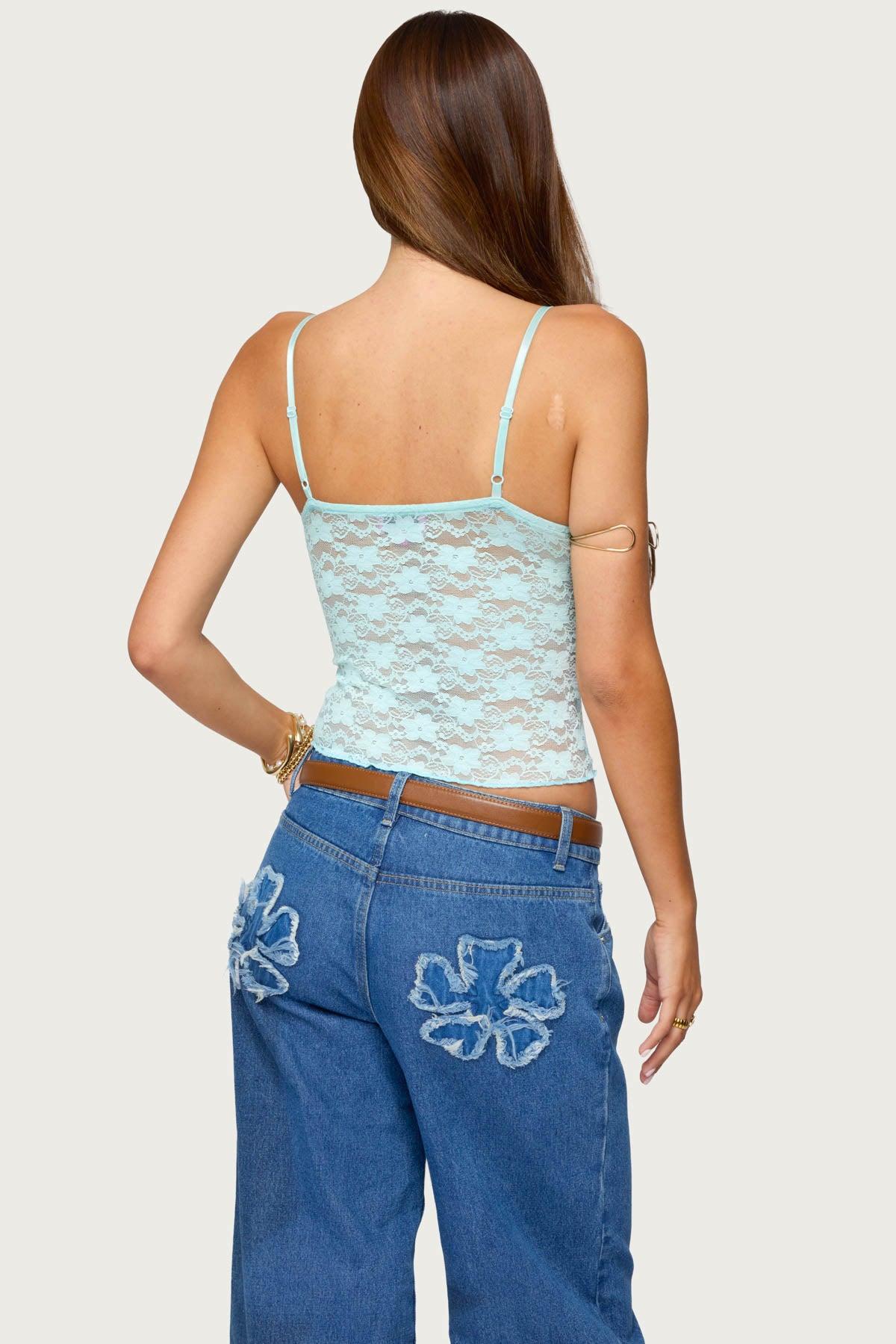 Eira Sheer Lace Tank Top Product Image