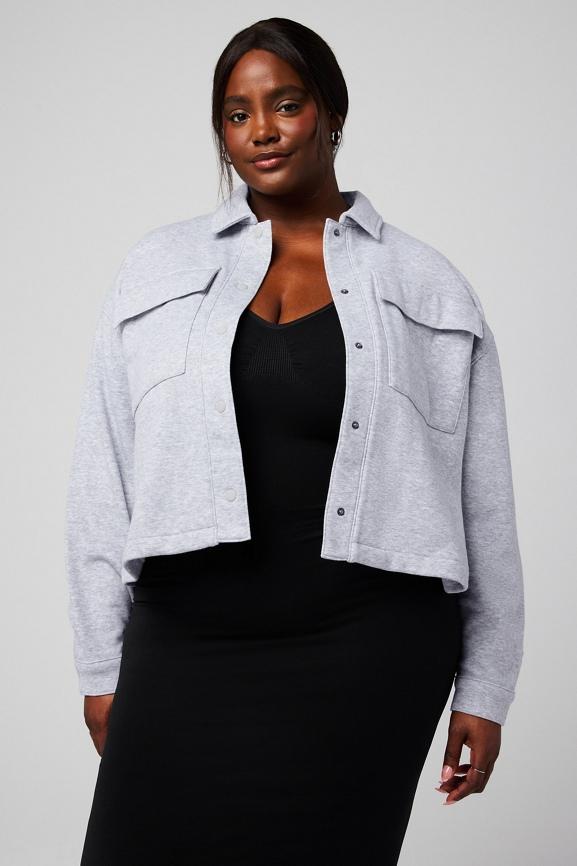 Cozy Fleece Cropped Shirt Jacket Product Image