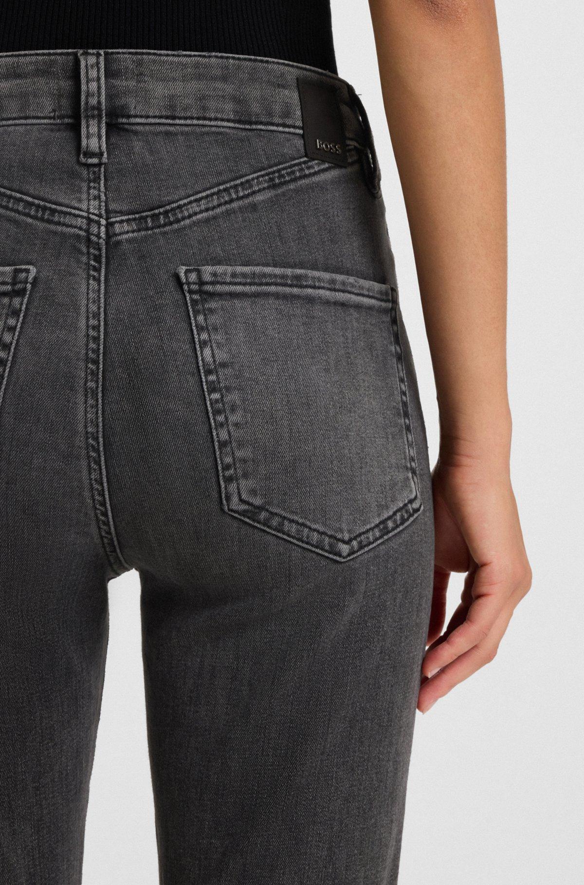 BOSS - Slim-fit jeans in dark-gray stretch denim - Dark Grey Product Image