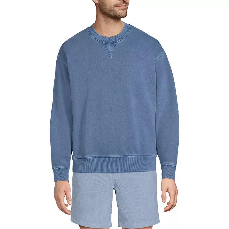 Men's Lands' End Long Sleeve Vintage Wash Crewneck Sweatshirt, Size: XXL, Light Grey Product Image