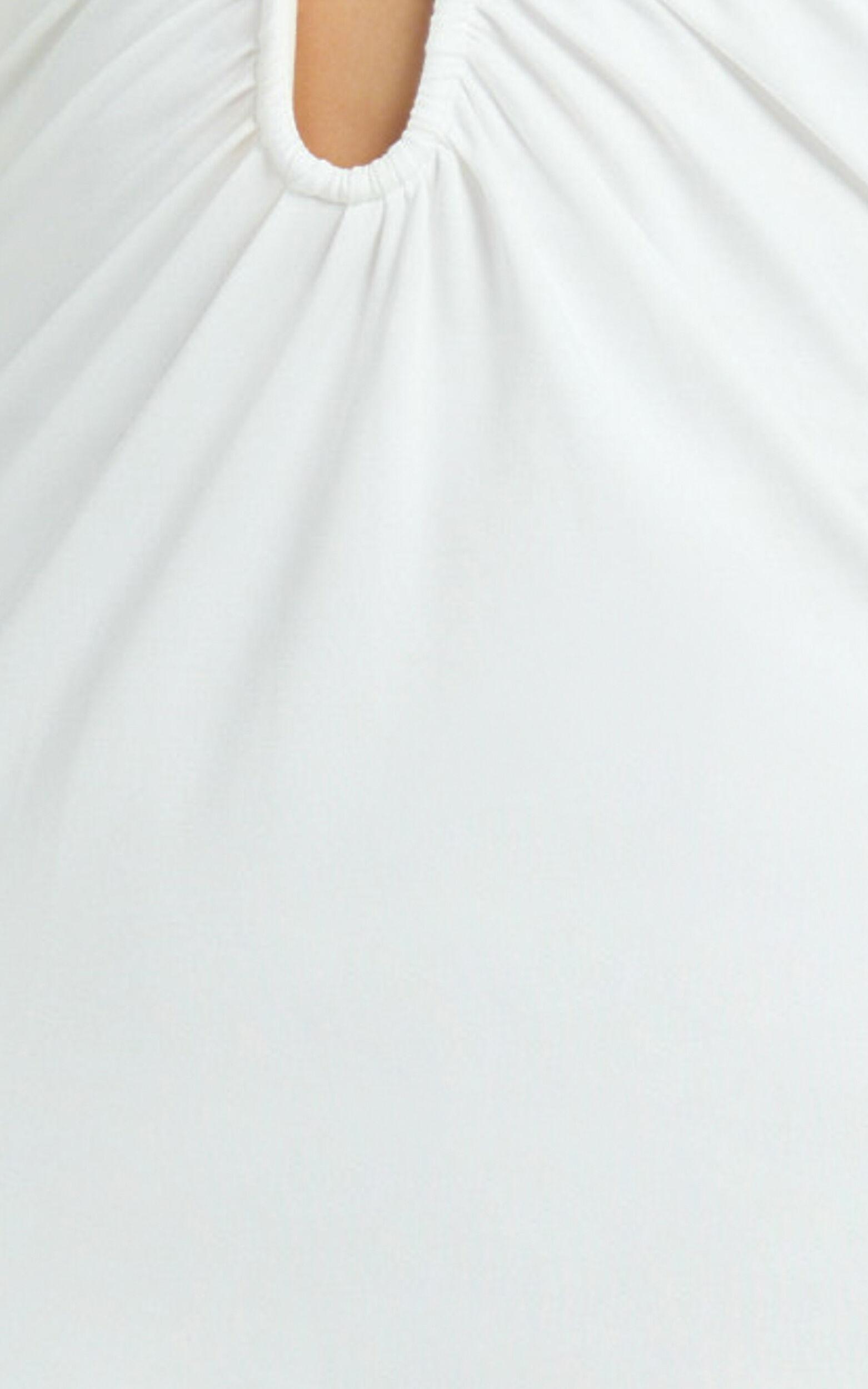 Denise Maxi Dress - Halter U Ruched Neck Cut Out Jersey Dress in White Product Image