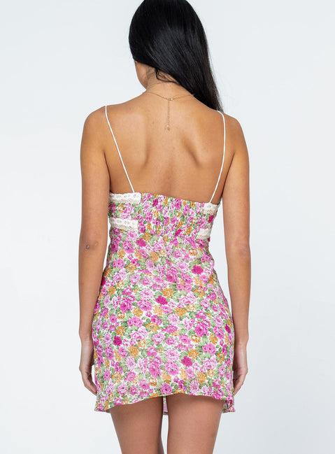 Emilee Mini Dress Pink Floral Product Image