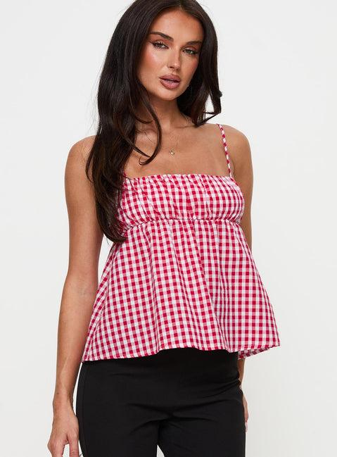Mirabellah Frill Top Red Gingham Product Image