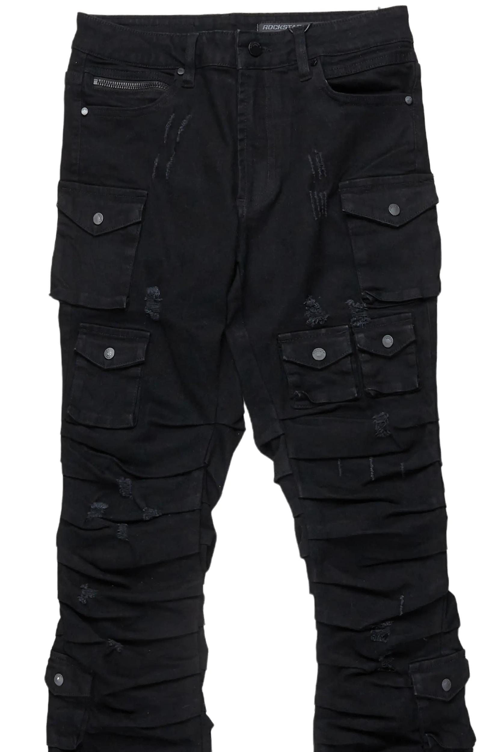 Gentry Black Stacked Flare Jean Male Product Image