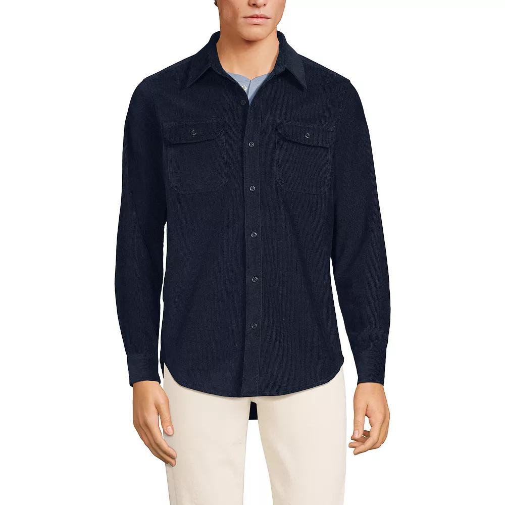 Men's Lands' End Corduroy Long Sleeve Shirt, Size: XXL, Radiant Blue Product Image
