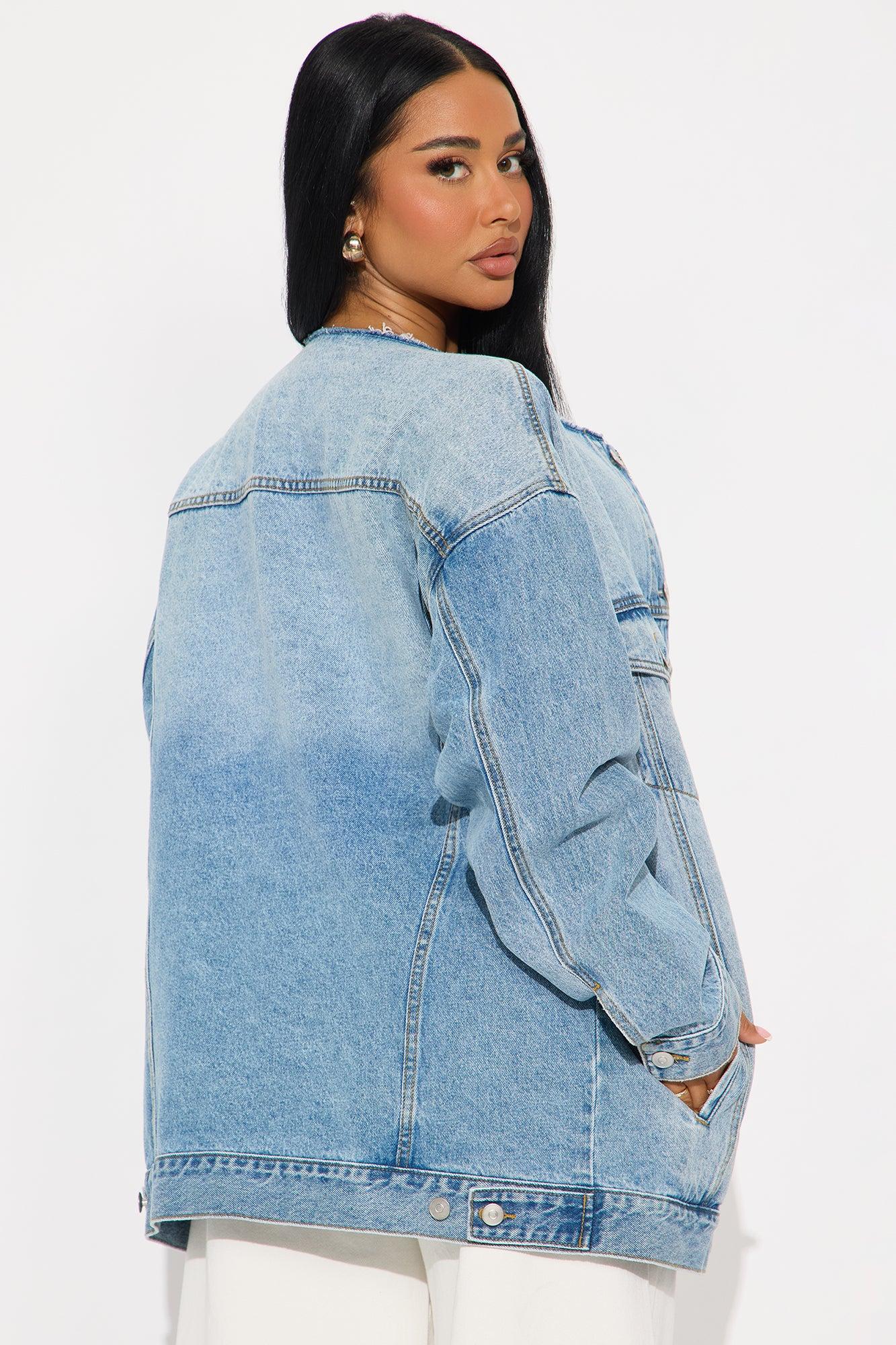 Alani Collarless Denim Jacket - Medium Wash Female Product Image
