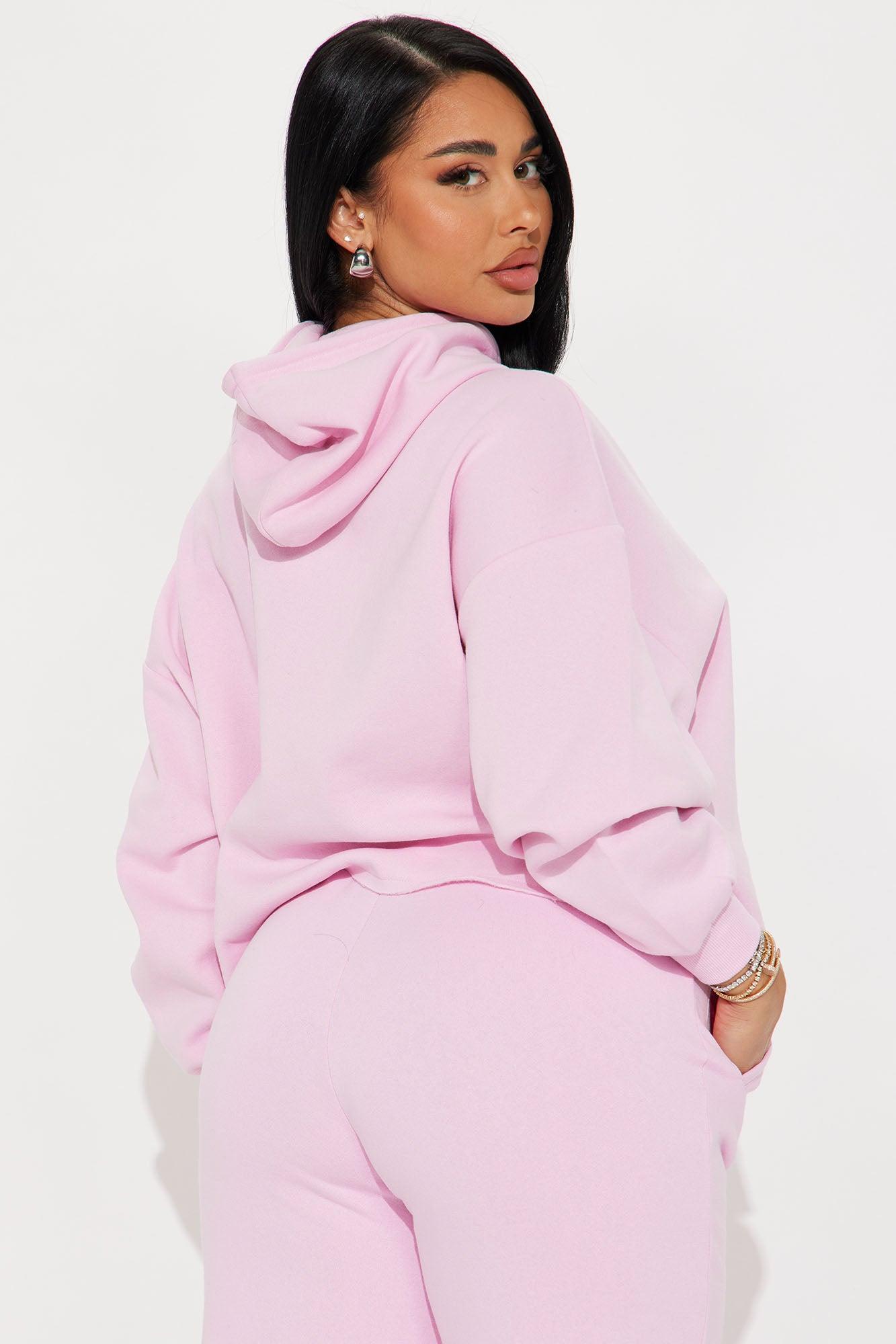 Von Dutch Rhinestone Cropped Hoodie - Pink Product Image