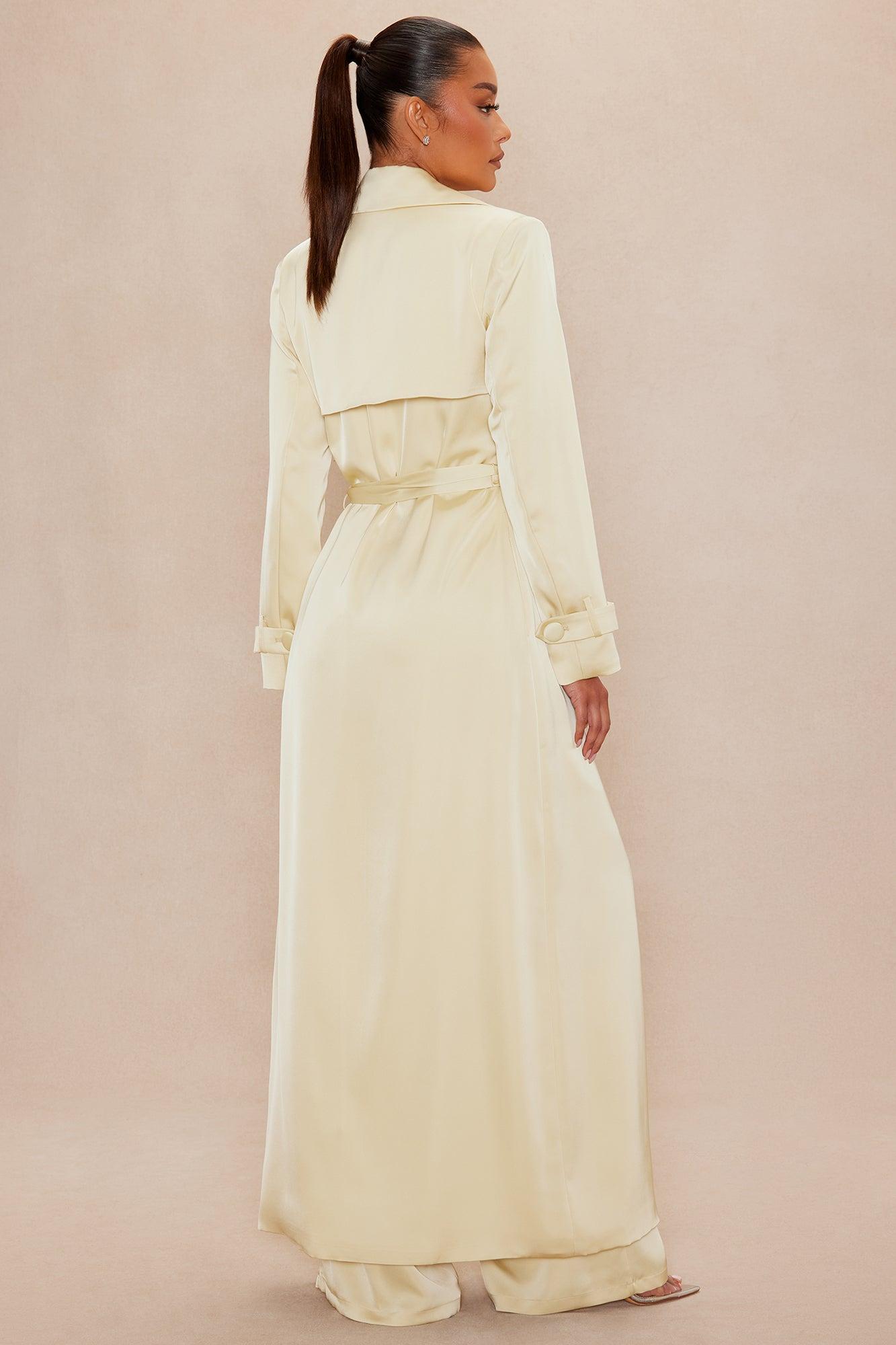 Gabriella Satin Trench Coat And Pant Set - Butter Yellow Female Product Image
