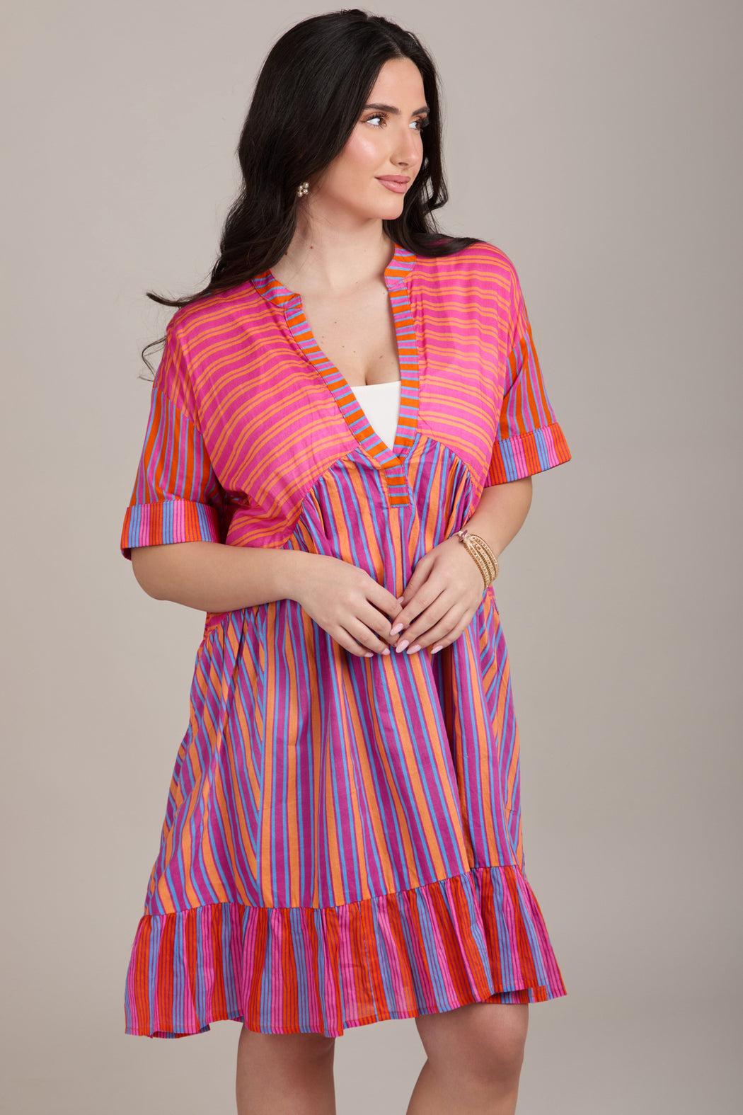 Bold Striped Cover Up Dress Product Image