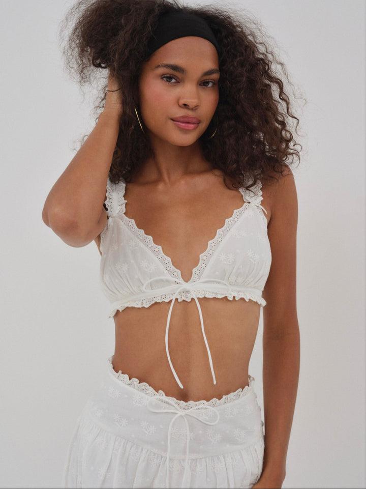 Edie Eyelet Bralette — White Product Image