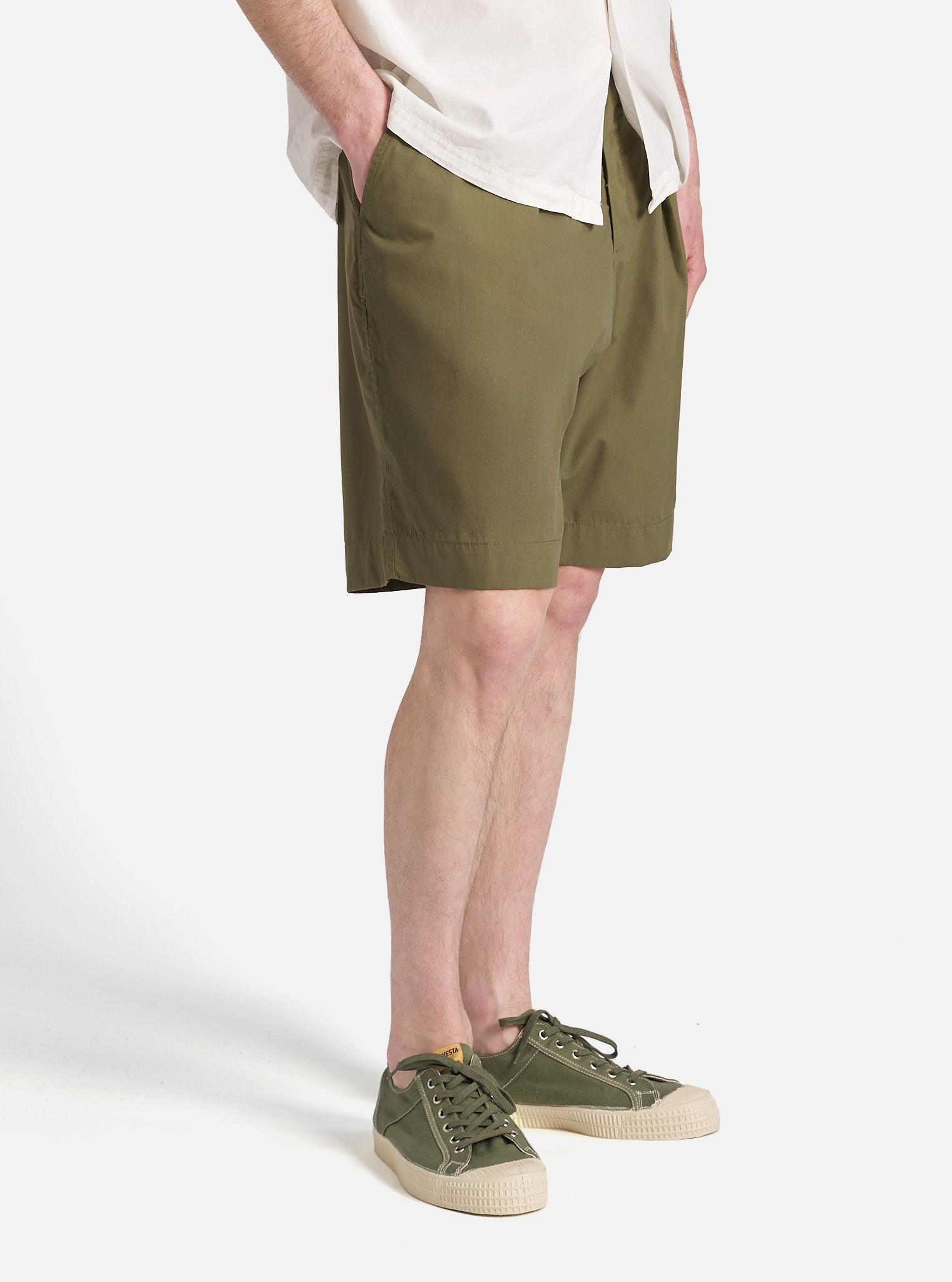 Olive Recycled Polytech Pleated Track Short Product Image