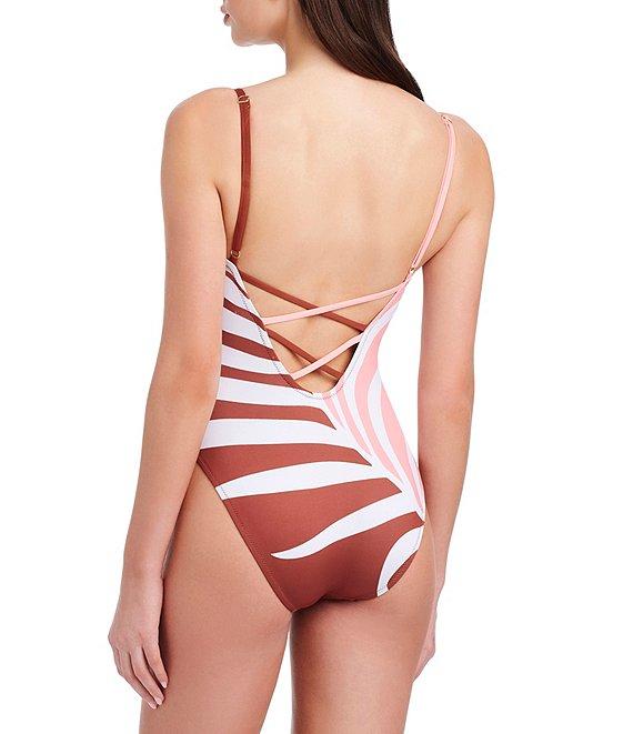 Sanctuary Summer Vibes V-Neck Strappy Back Tank One Piece Swimsuit Product Image