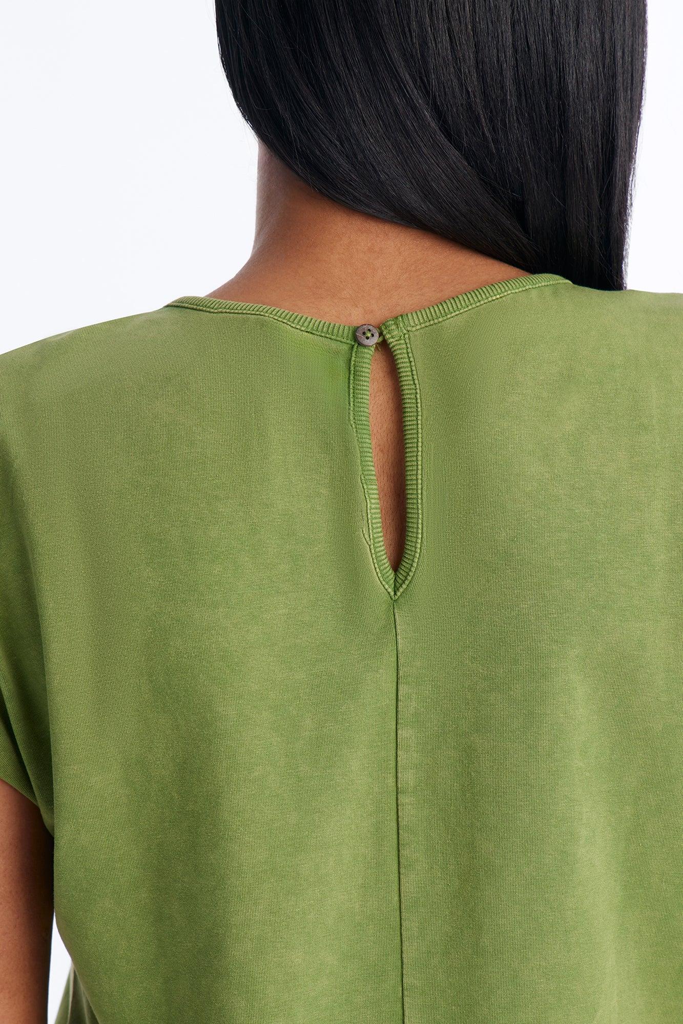 The Washed Cap Sleeve Romper - Sage Female Product Image